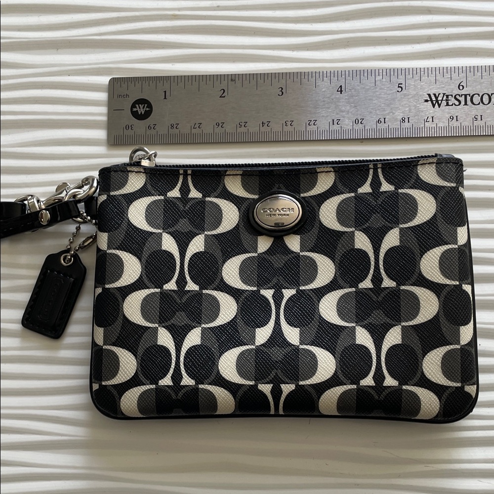 Coach Black and White Monochrome Signature Wristlet